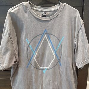 Volcom Gray and Blue Geometric Tee